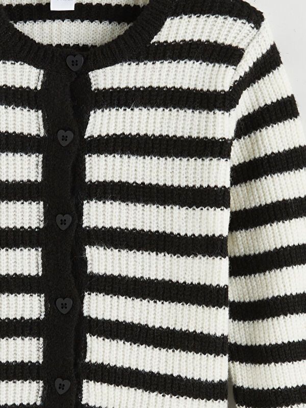 Moudda LC Waikiki - Cardigan en tricot Fille Ecru rayé - Tunisie 3