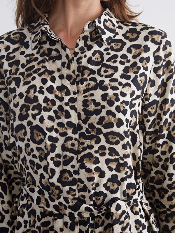 Moudda LC Waikiki - Robe tissée manches longues Femme Imprimé marron - Tunisie 3