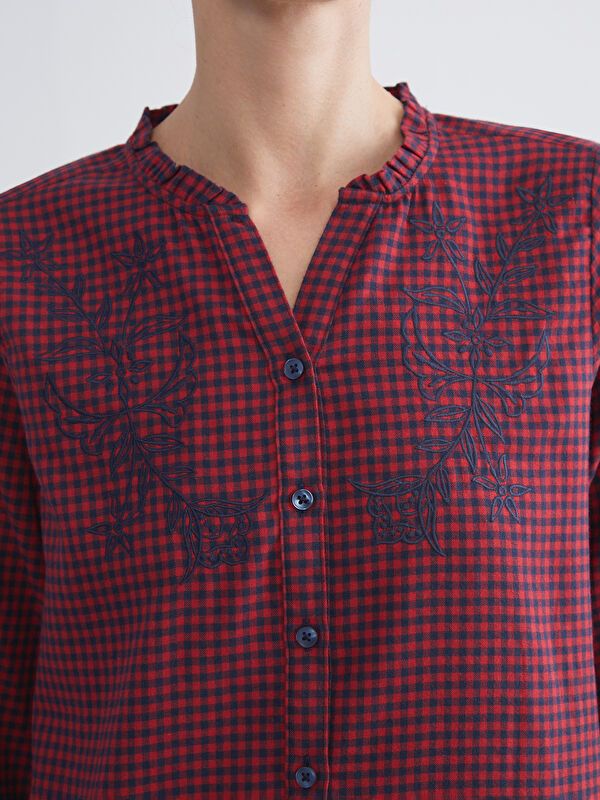 Moudda LC Waikiki - Chemise tissée manches longues Femme À carreaux rouges - Tunisie 3