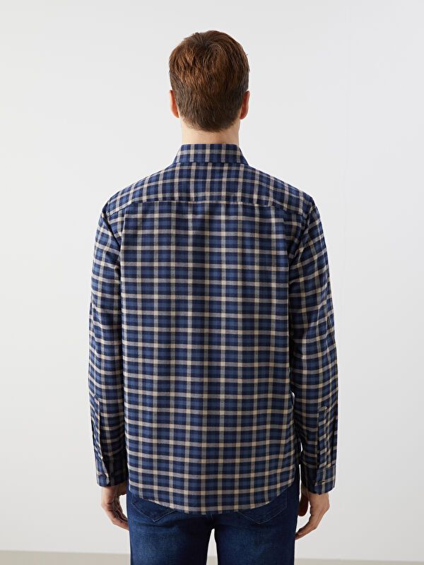 Moudda LC Waikiki - Chemise tissée à carreaux manches longues Homme Carreaux indigo - Tunisie 4