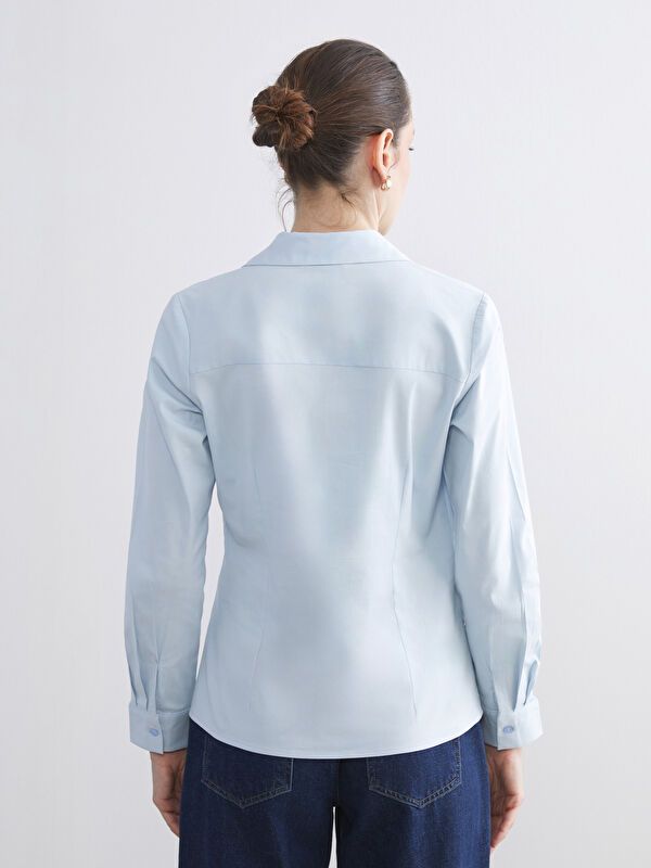 Moudda LC Waikiki - Chemise tissée manches longues Femme Bleu clair - Tunisie 4