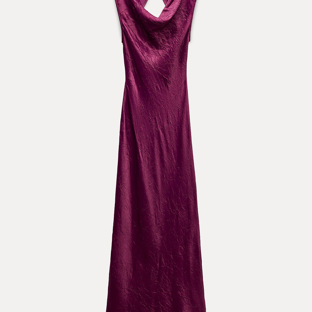 Moudda ZARA - Robe en satin décolleté dos manches courtes - Tunisie 1