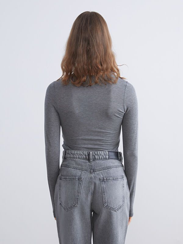 Moudda LC Waikiki - Body en jersey manches longues Femme Anthracite mlg - Tunisie 4