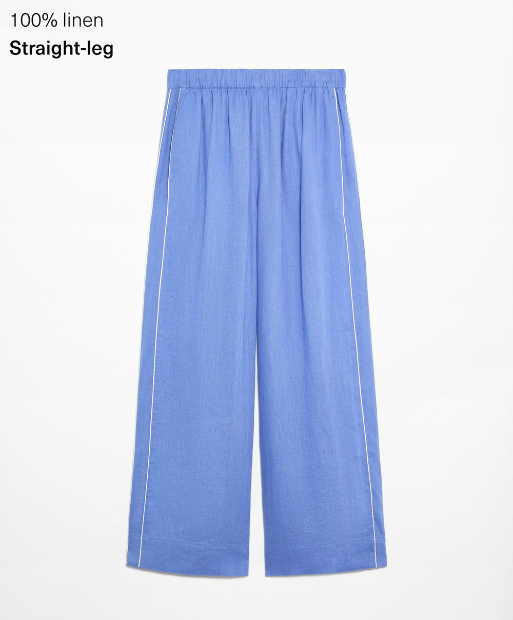 Moudda Oysho - Pantalon 100% Lin avec Passepoil Taille Moyenne - Tunisie 2