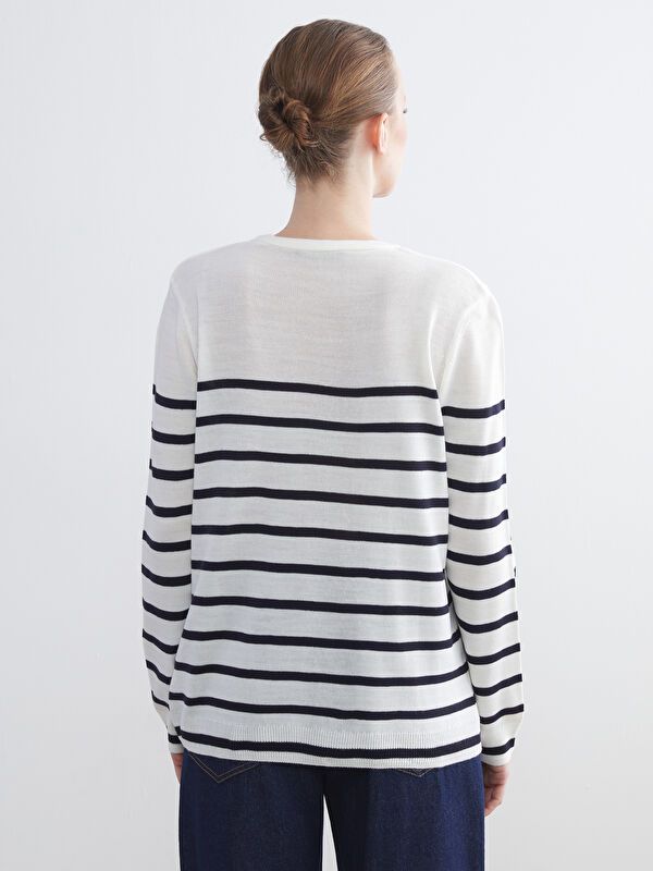 Moudda LC Waikiki - Pull tricot moyen Femme Rayures blanches - Tunisie 4