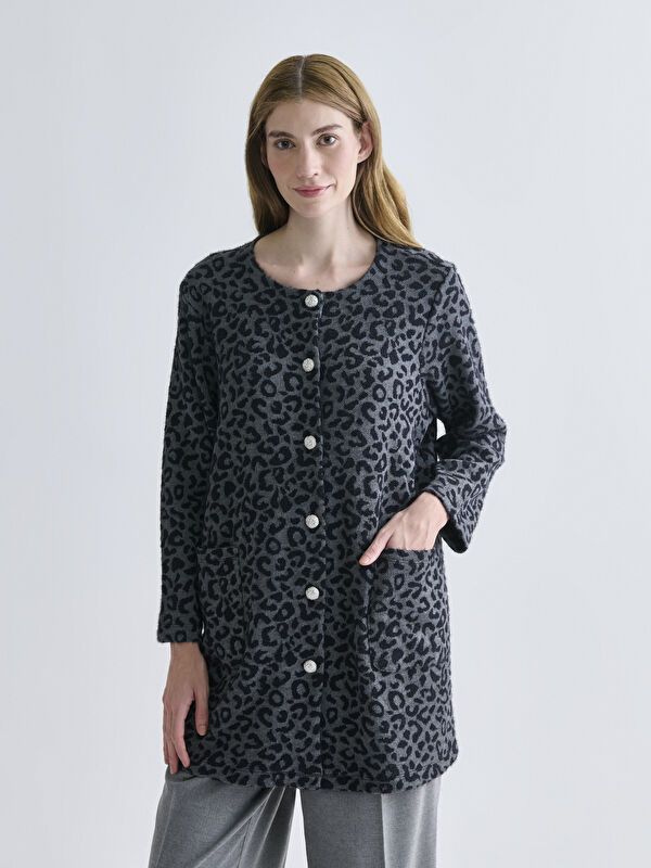 Moudda LC Waikiki - Cardigan jersey Femme Jacquard noir - Tunisie 1