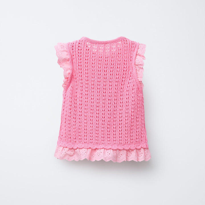 Moudda ZARA - Top Maille Enfant - Rose & Dentelle (6T) - Tunisie 2