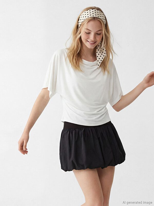 Moudda LC Waikiki - Body manches courtes en jersey pour Femme couleur Blanc - Tunisie 1