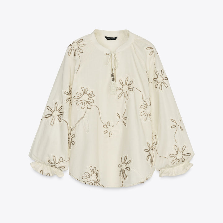 Moudda ZARA - Blouse Boho - Fleur Bicolore 3D - Tunisie 1