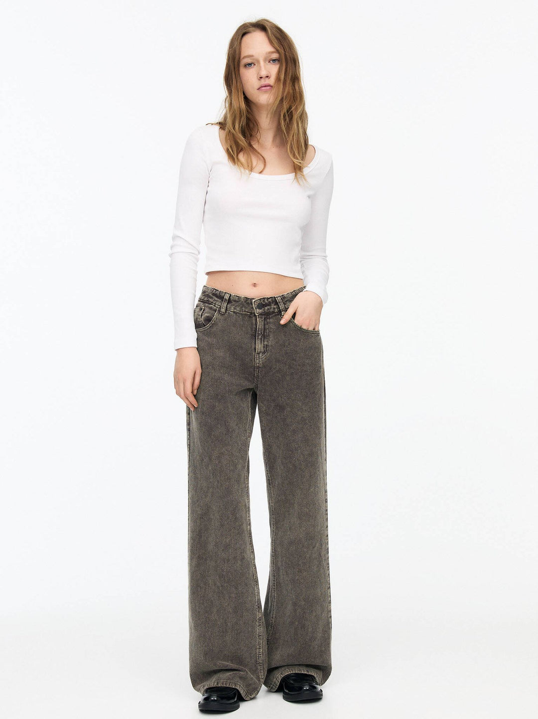 Moudda PULL & BEAR - Pantalon Jambe Large Pana Lavée - Tunisie 6