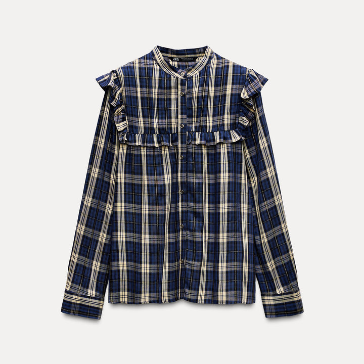 Moudda ZARA - Chemise courte à carreaux détail petits volants manches longues - Tunisie 2