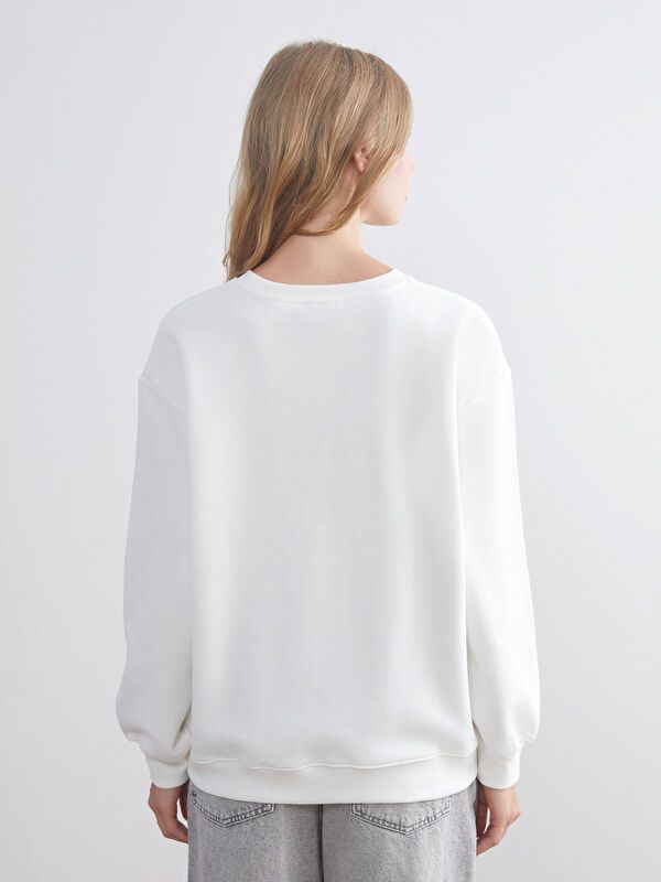 Moudda LC Waikiki - Sweatshirt en jersey sous licence Femme Ecru - Tunisie 4