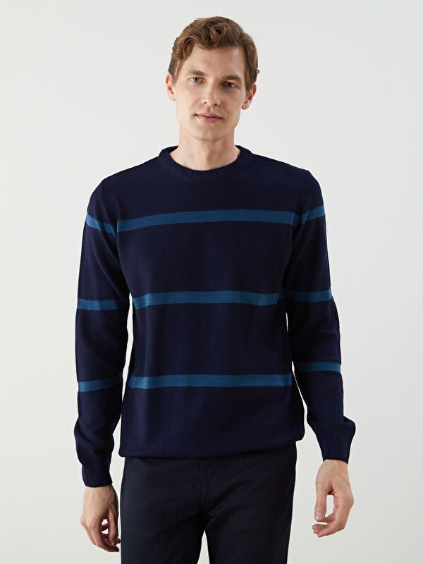 Moudda LC Waikiki - Pull rayé en tricot Homme Marine - Tunisie 1