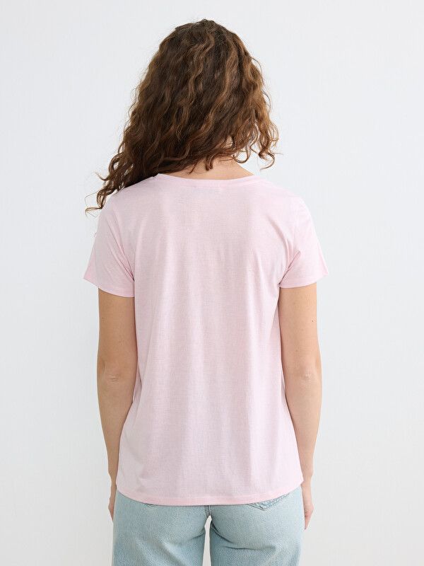 Moudda LC Waikiki - Body imprimé manches courtes en jersey pour Femme couleur Rose lilas - Tunisie 4