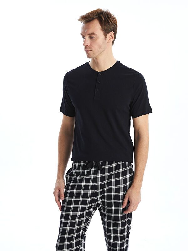 Moudda LC Waikiki - Ensemble pyjama en jersey à manches courtes et bas longs pour Hommes - Tunisie 2