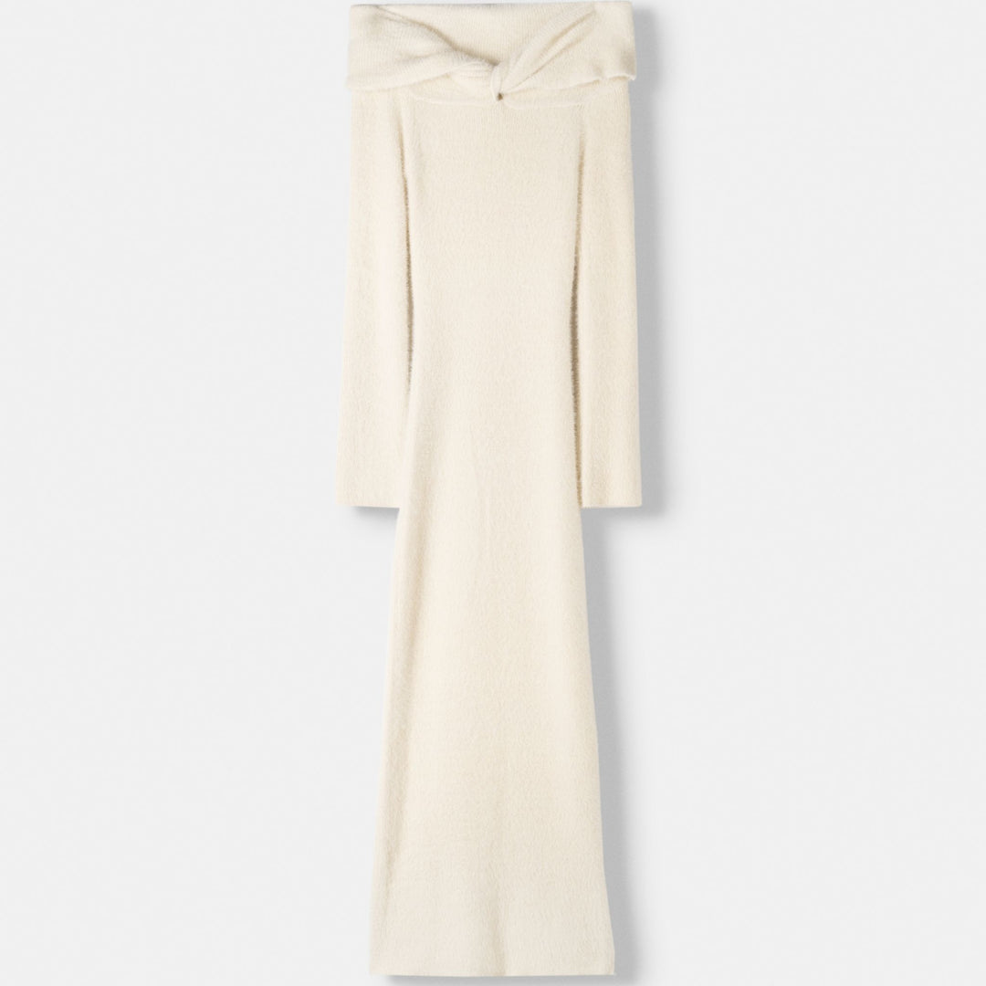 Moudda BERSHKA - Robe Midi Épaules Dénudées en Fausse Fourrure - Tunisie 1