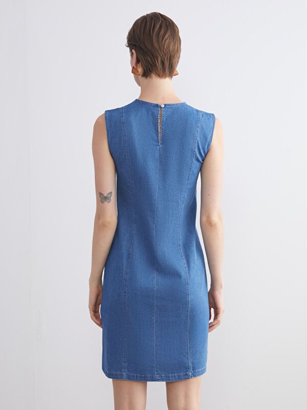 Moudda LC Waikiki - Robe tissée manches courtes denim Femme Rodéo mid indigo - Tunisie 4