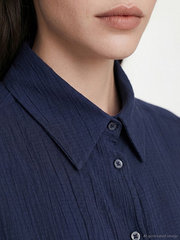 Moudda LC Waikiki - Chemise maternité à manches courtes pour Femme couleur Bleu marine foncé - Tunisie 3
