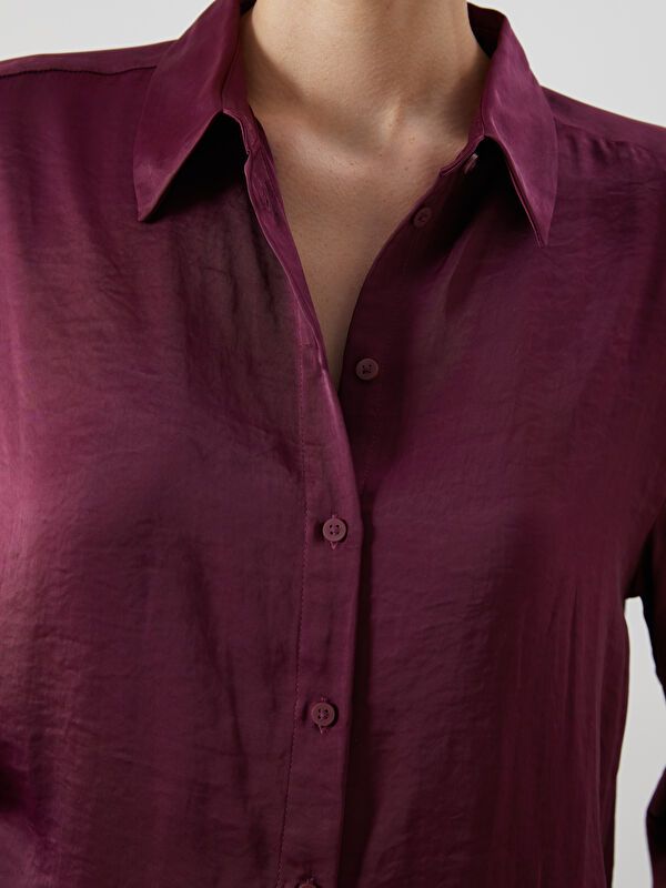 Moudda LC Waikiki - Chemise tissée manches longues Femme Prune - Tunisie 3