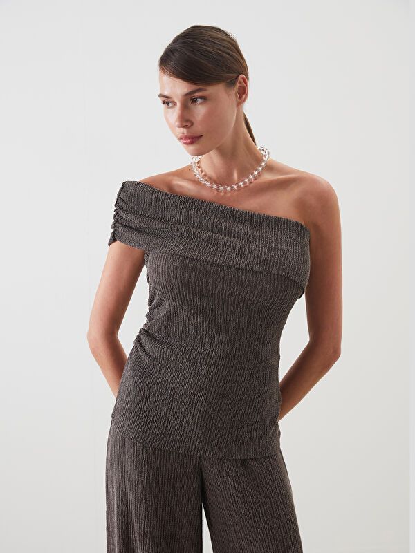 Moudda LC Waikiki - Body jersey manches courtes Femme Brun foncé - Tunisie 1