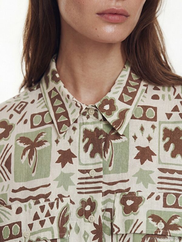 Moudda LC Waikiki - Tunique manches longues en tissu pour Femme couleur Marron imprimé - Tunisie 3