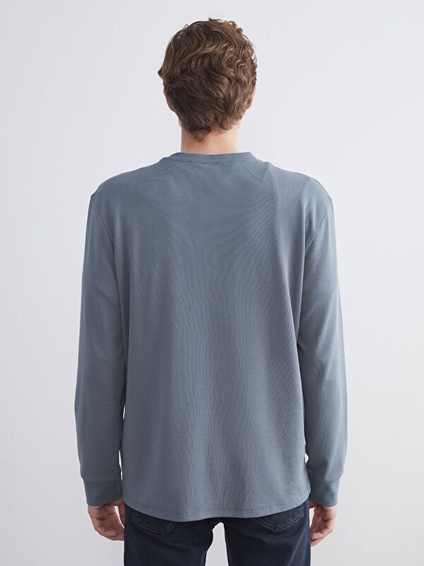 Moudda LC Waikiki - Sweatshirt jersey basique Homme Indigo terné - Tunisie 4