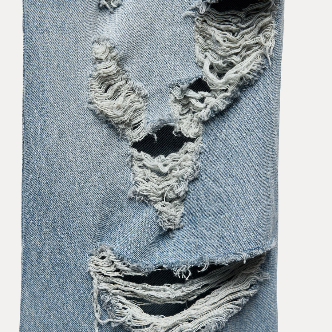 Moudda ZARA - Pantalon jambe large taille mi-haute longueur complète déchirures - Tunisie 4