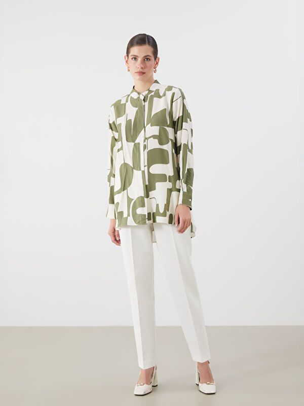 Moudda LC Waikiki - Tunique tissée imprimée manches longues Femme Imprimé vert - Tunisie 2