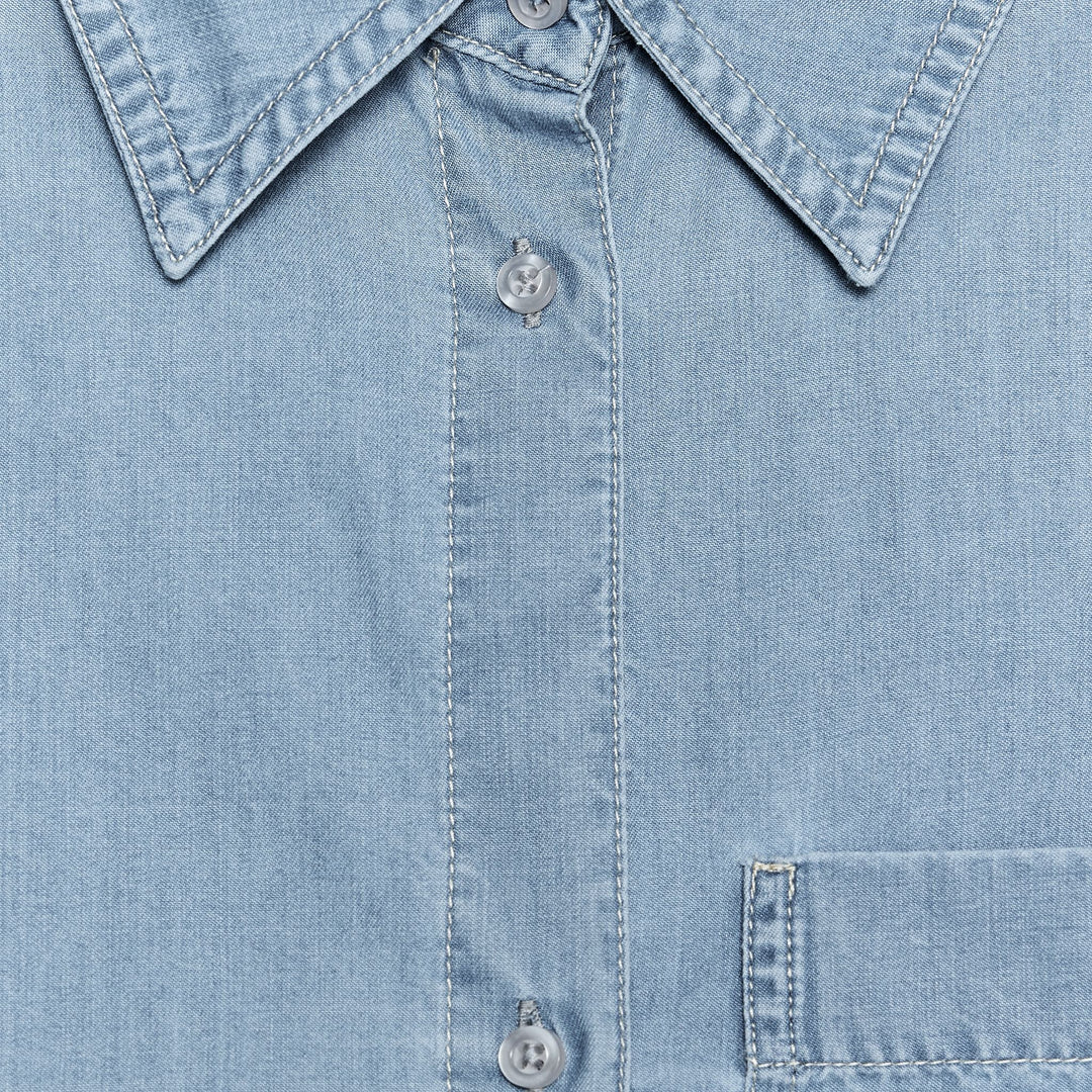 Moudda ZARA - Chemise Denim Cropped - Poches - Tunisie 3