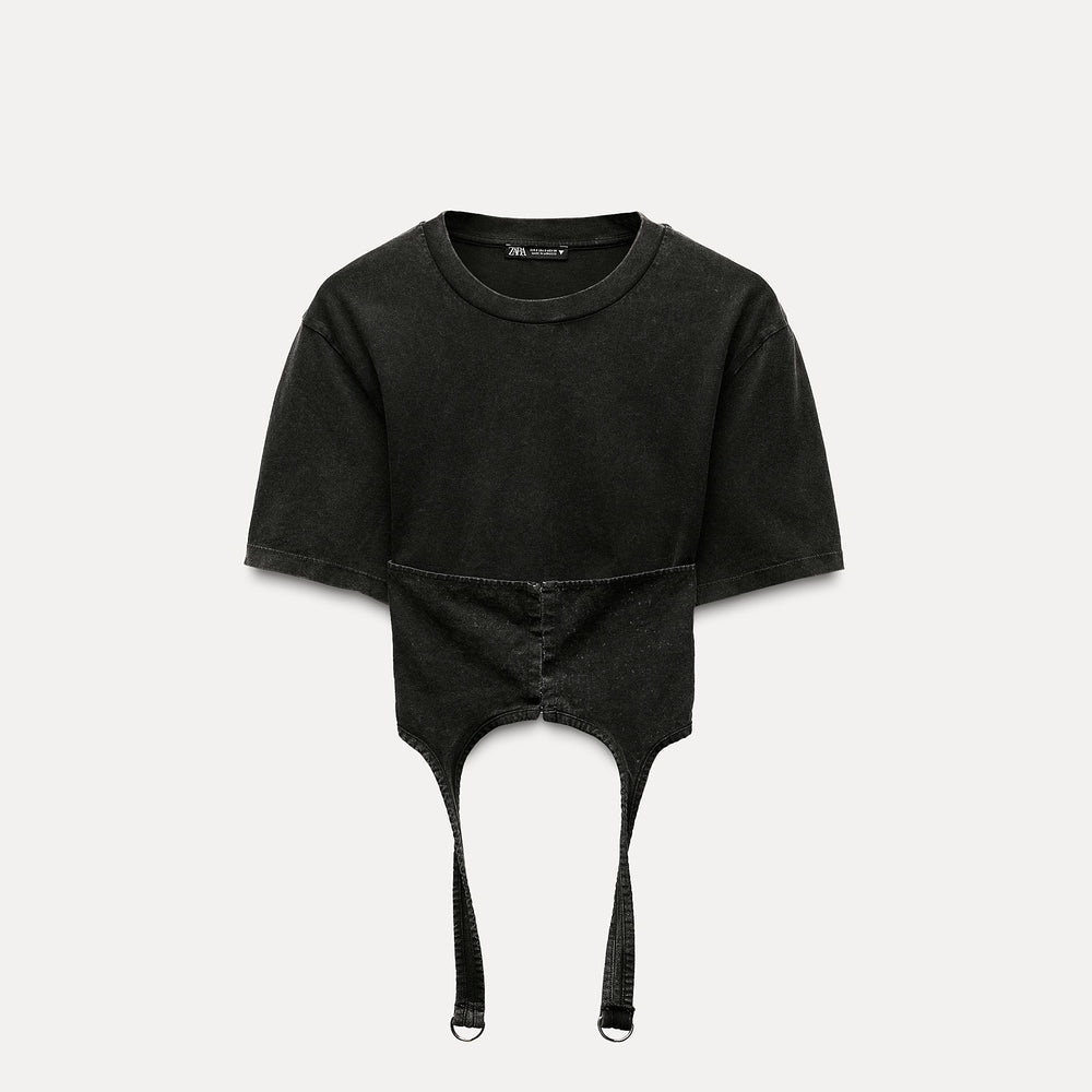 Moudda ZARA - T-shirt combiné lavé, détail corset - Tunisie 2