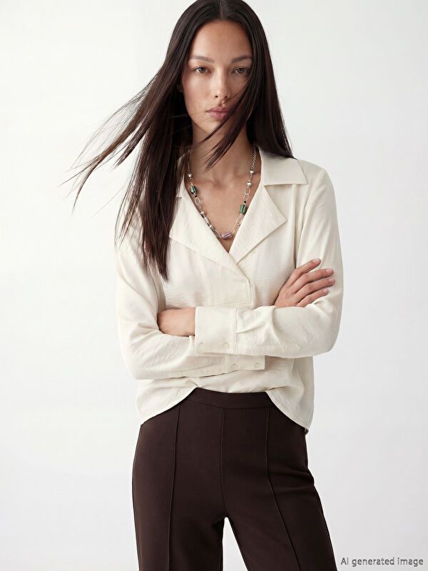 Moudda LC Waikiki - Chemisier (blouse) manches longues en tissu pour Femme - Tunisie 1