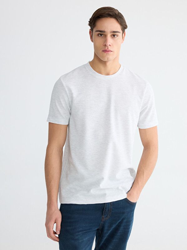 Moudda LC Waikiki - T-shirt manches courtes en jersey pour Homme couleur  Pierre chiné - Tunisie 1