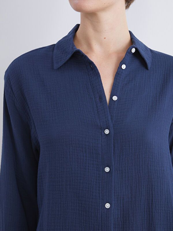 Moudda LC Waikiki - Chemise tissée manches longues Femme Marine - Tunisie 3