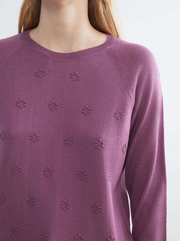Moudda LC Waikiki - Pull tricot moyen Femme Rose foncée poussiérée - Tunisie 3