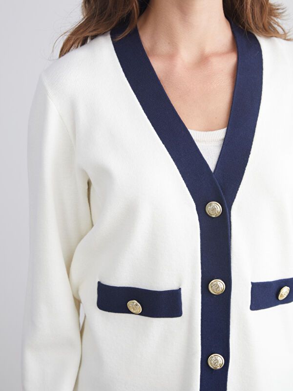 Moudda LC Waikiki - Cardigan tricot moyen Femme Ecru - Tunisie 3