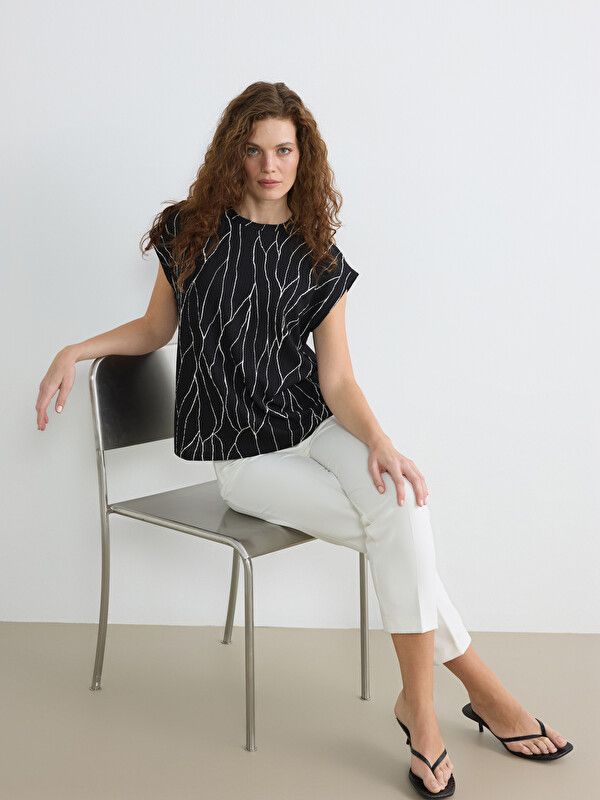 Moudda LC Waikiki - Pack jersey à maches courtes pour Femme couleur Noir imprimé - Tunisie 1