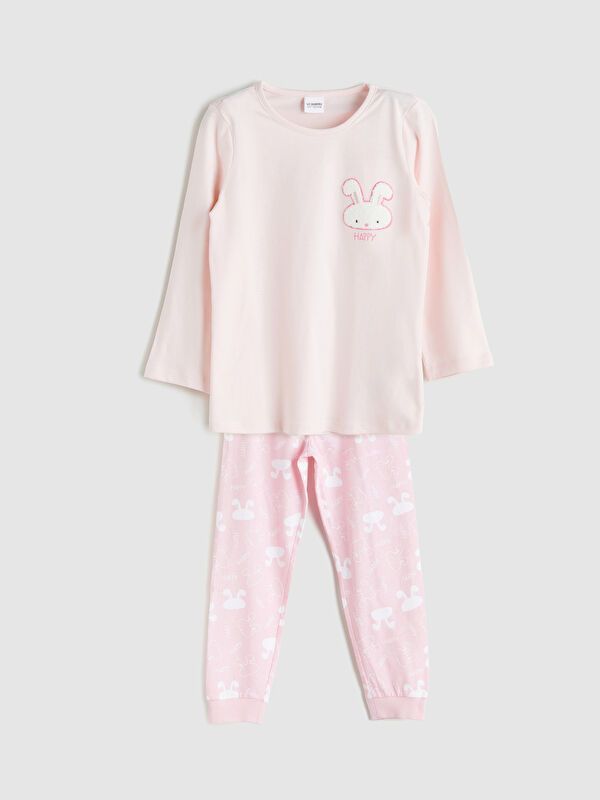 Moudda LC Waikiki - Pyjama en jersey manches longues moyen Fille Imprimé rose - Tunisie 1