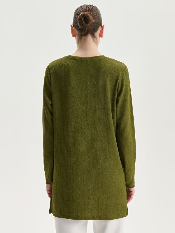 Moudda LC Waikiki - Body manches longues en jersey couleur Vert kaki pour femmes - Tunisie 4