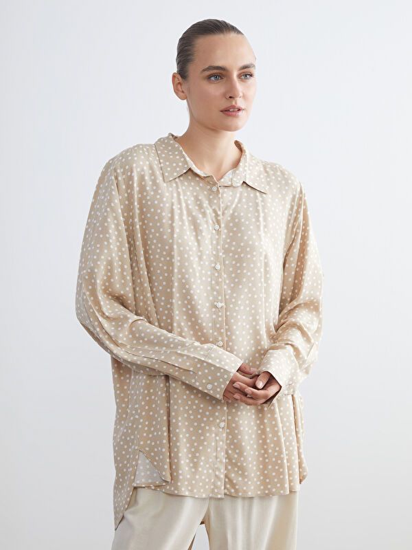 Moudda LC Waikiki - Chemise tissée imprimée manches longues Femme Imprimé beige - Tunisie 1