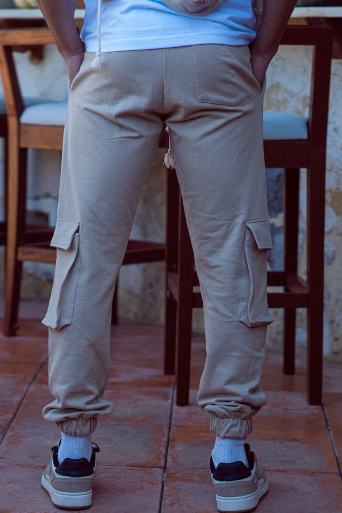 Moudda Guya Gang - Cargo Sweat Pants Beige - 1