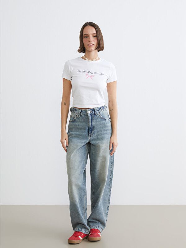 Moudda LC Waikiki - Body imprimé manches courtes en jersey pour Femme couleur Blanc - Tunisie 2