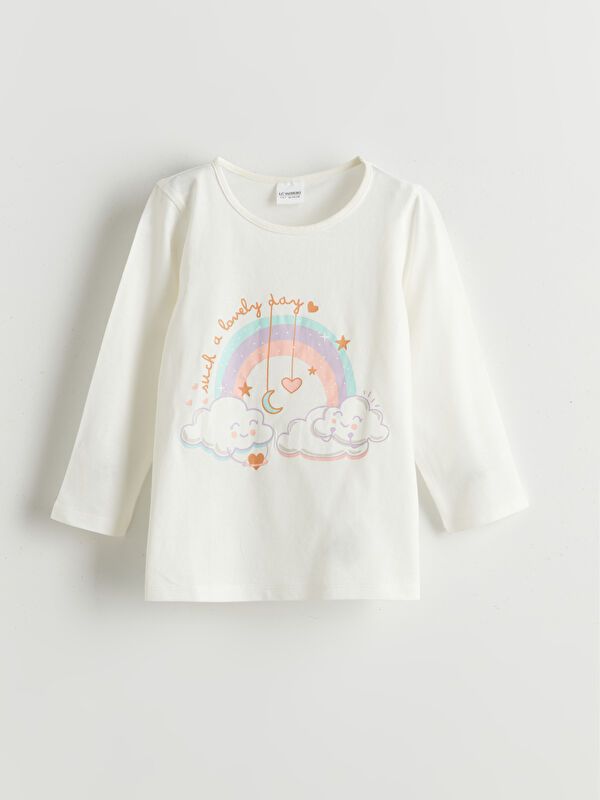 Moudda LC Waikiki - Pyjama en jersey manches longues moyen Fille Ecru - Tunisie 2