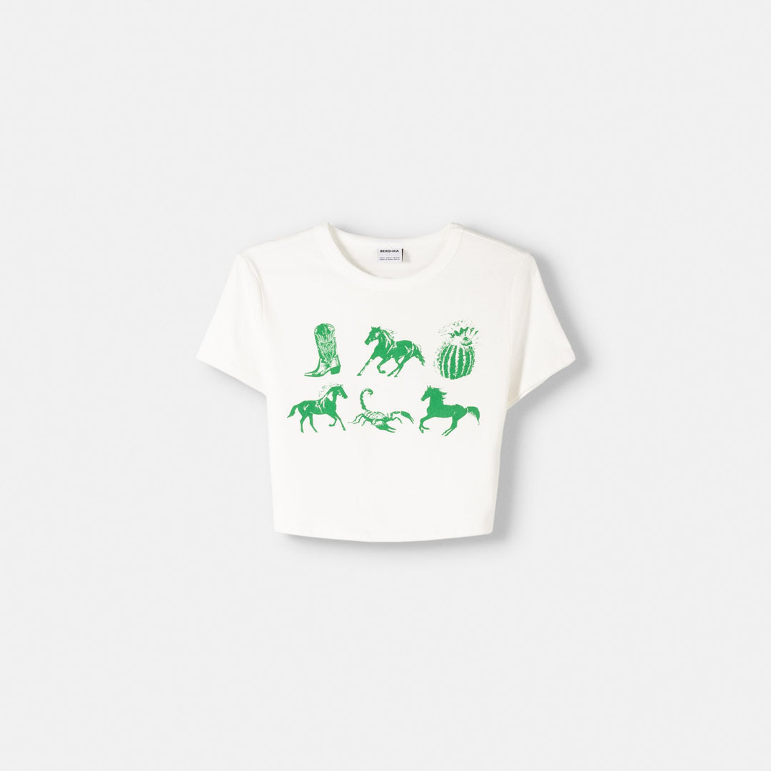 Moudda BERSHKA - T-shirt imprimé Far West - Tunisie 1