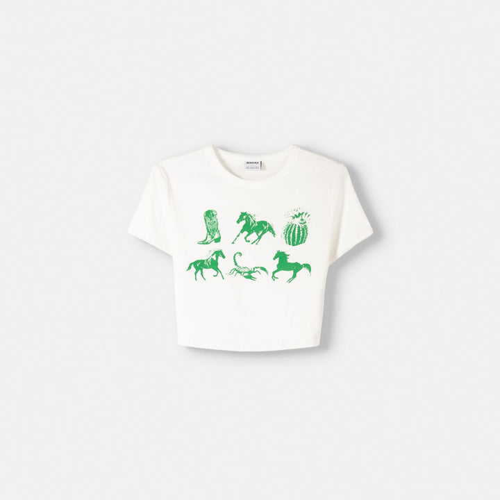 Moudda BERSHKA - T-shirt imprimé Far West - Tunisie 1