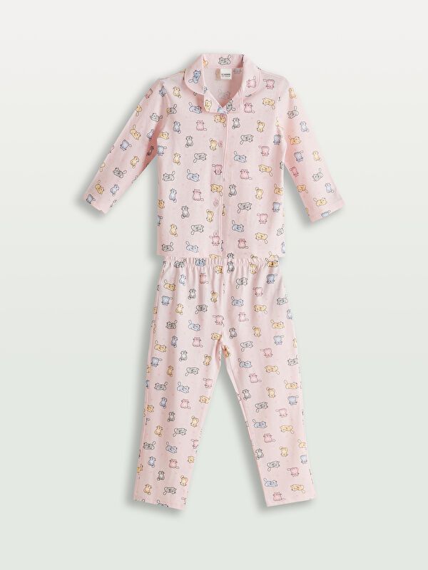 Moudda LC Waikiki - Pyjama en jersey manches longues moyen Fille Imprimé rose - Tunisie 1