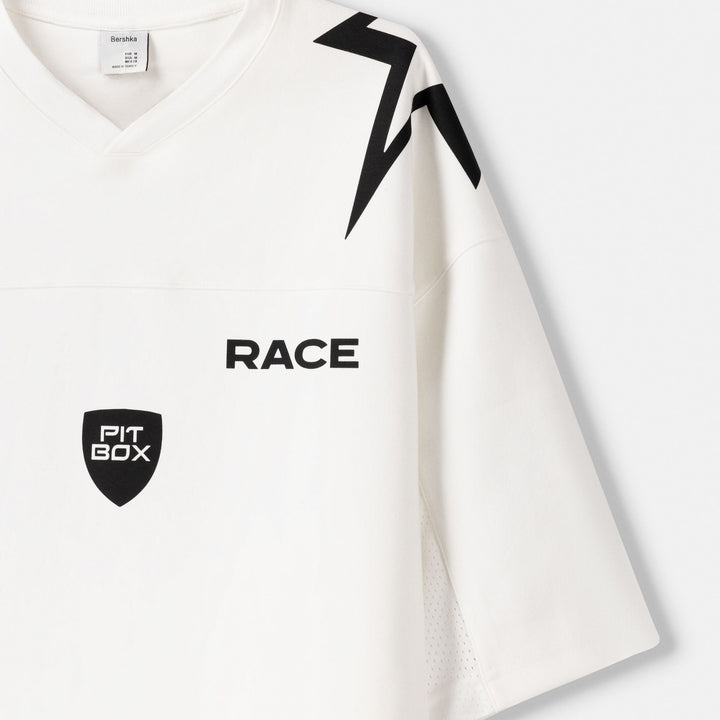 Moudda BERSHKA - T-shirt Oversize Néoprène Style Motocross - Tunisie 3