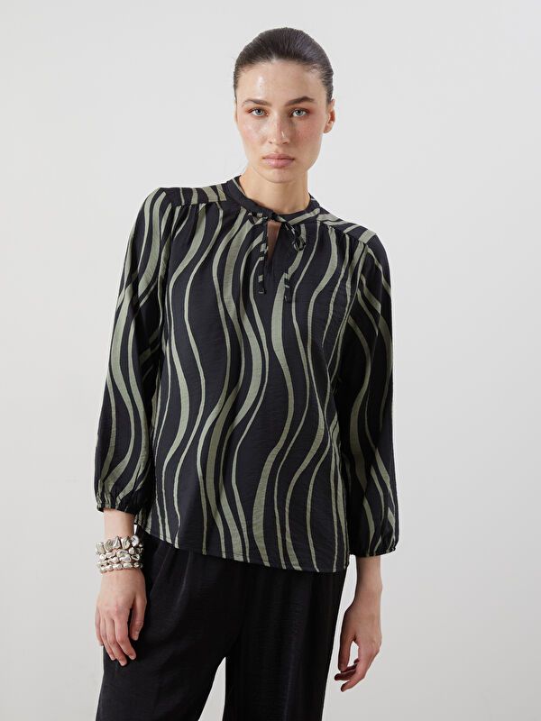 Moudda LC Waikiki - Blouse tissée imprimée manches longues Femme Imprimé vert - Tunisie 1