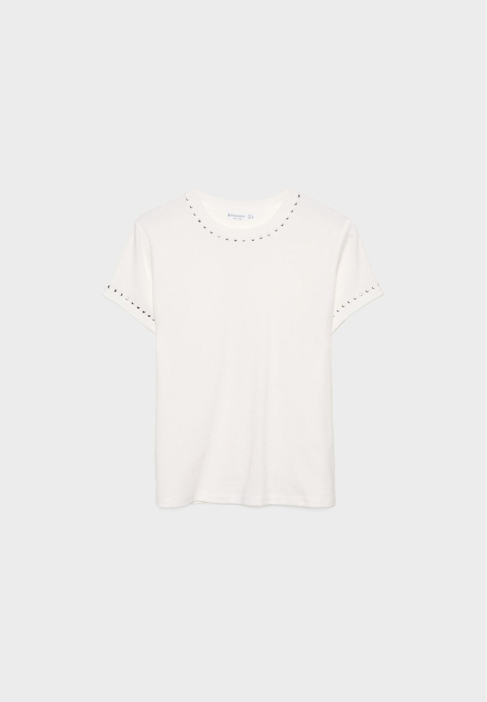 Moudda STRADIVARIUS - T-Shirt Regular M/C Col Rond Fitted avec Détail Clous - Tunisie 2