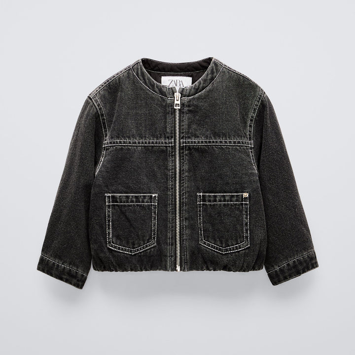 Moudda ZARA - Veste bomber jean enfant, surpiqûres contrastées - Tunisie 1