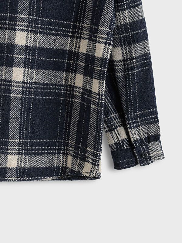 Moudda LC Waikiki - Chemise tissée manches longues Garçon Carreaux bleu marine foncé - Tunisie 3